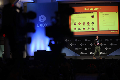 Duolingo talk on the main UXDX stage
