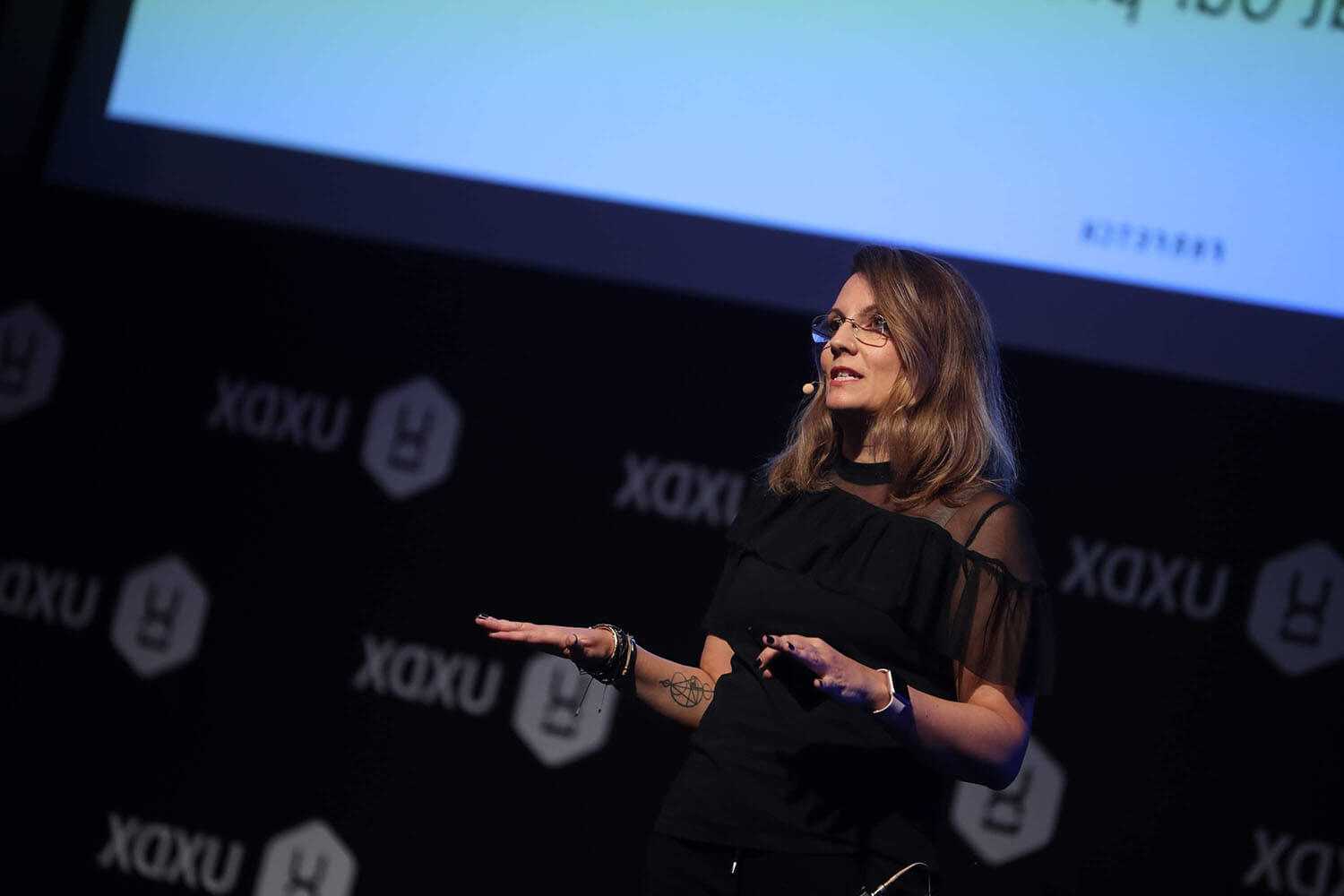 Speaker on-stage at UXDX